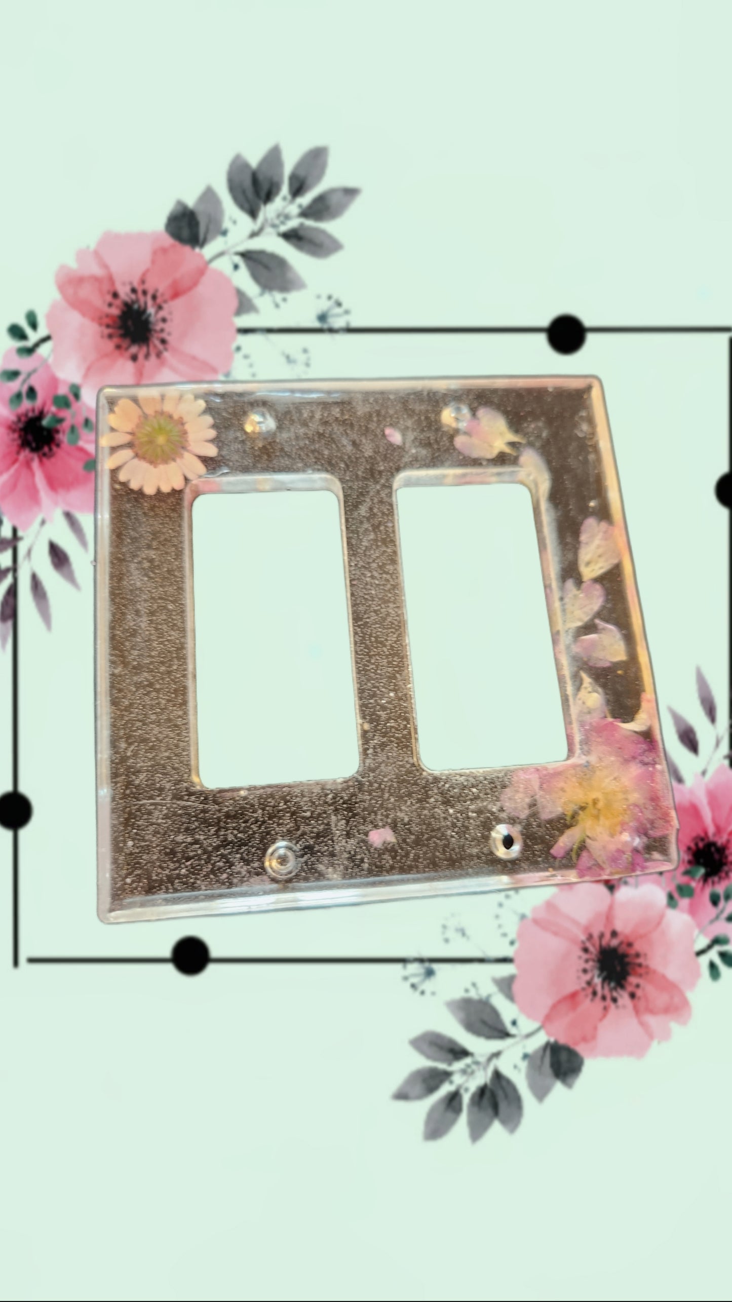 Floral switch plate - pink