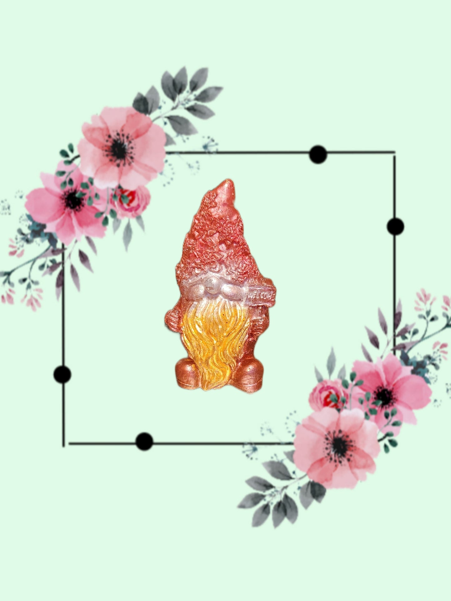 Small red and gold gnome