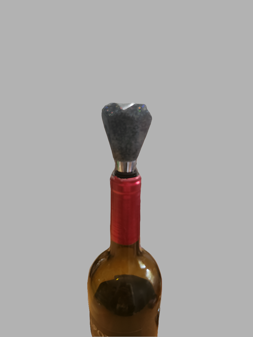 Dark gray sparkling resin bottle stopper
