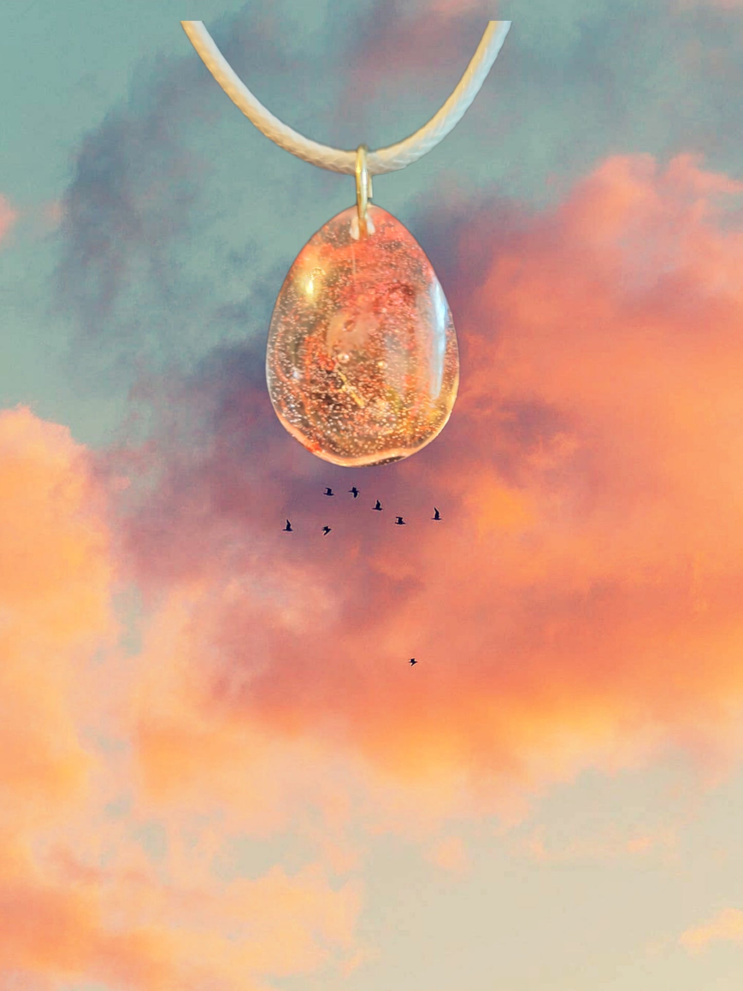 Orange sunset resin pendant