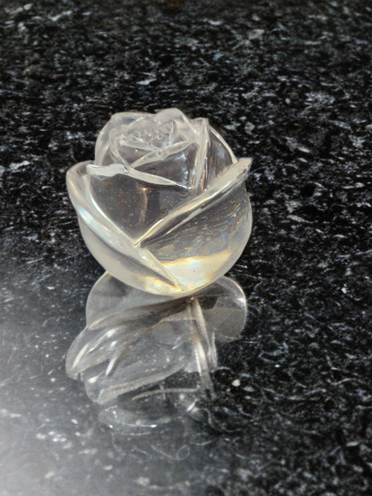 Clear resin rose paper weight