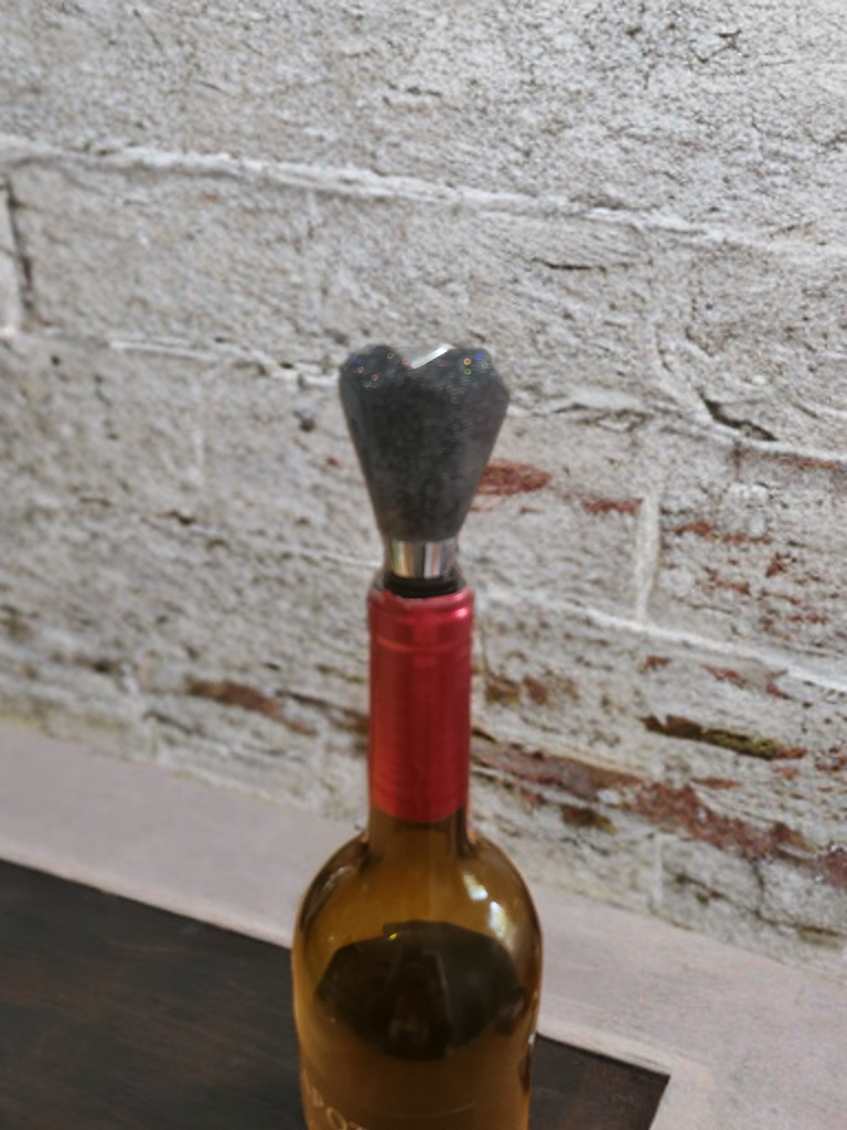 Dark gray sparkling resin bottle stopper