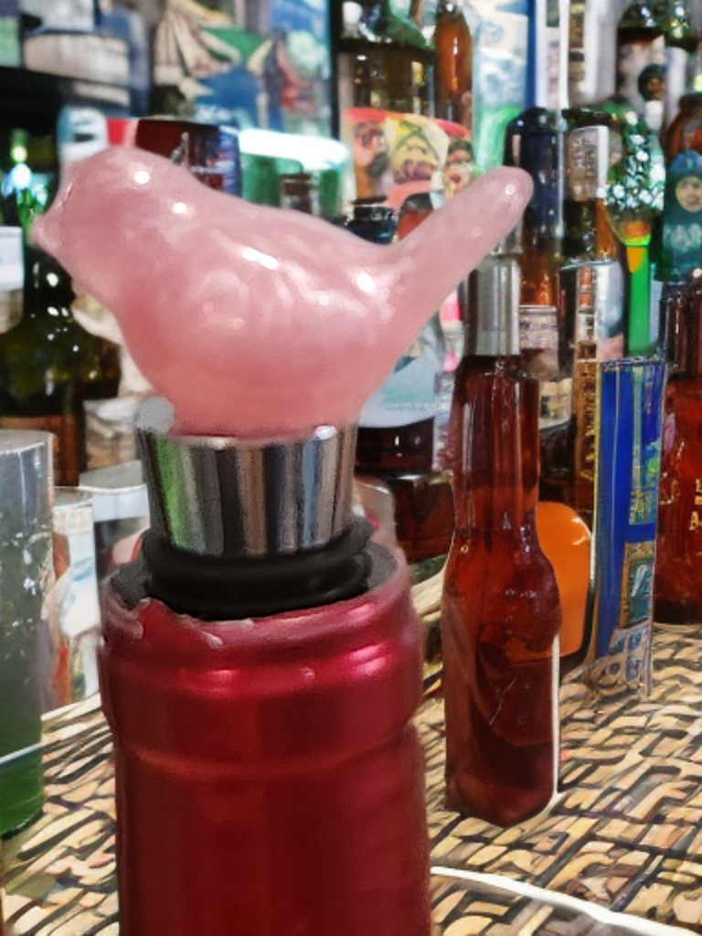 Pink bird bottle stopper