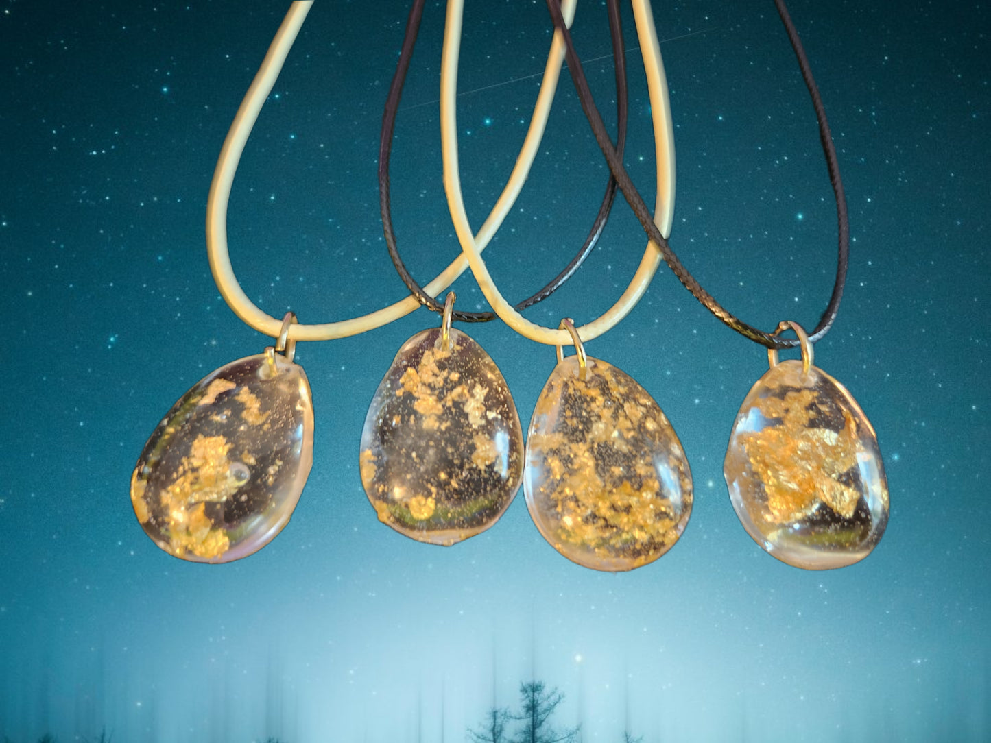 Gold flake resin pendant