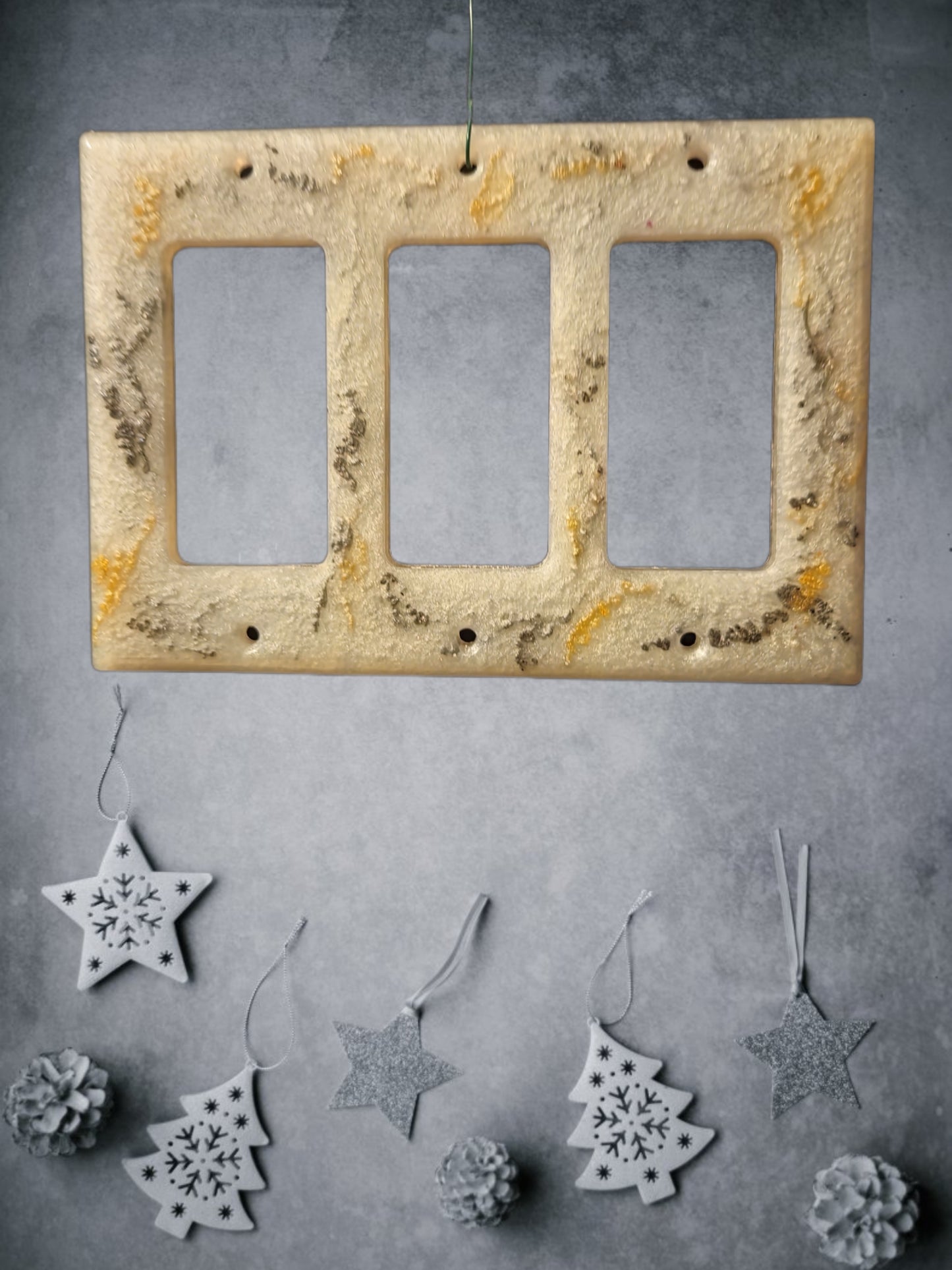 Faux marble resin 3-switch switch plate